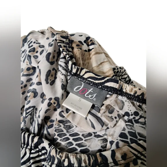 Dots Women Strapless Halter Leopard Zebra Animal Ruffle Black Tan Blouse Tops - Picture 11 of 14